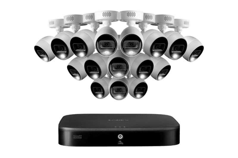 Lorex 4K 16-Channel Wired DVR System with 16 Active Deterrence Cameras