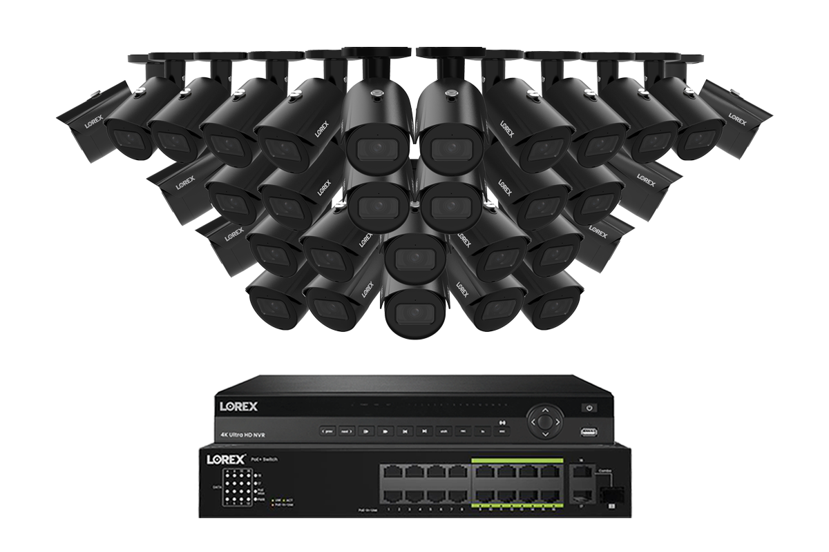 Lorex Pro Series 4K 32 Camera Capable Wired NVR System with 4MP (2K) A4 IP Bullet Cameras - Black 32