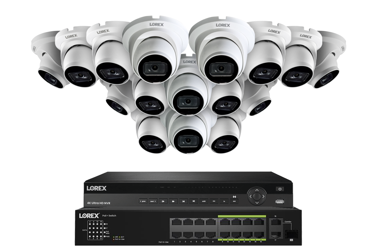 Lorex Fusion (4K 32-Camera Capable) NVR System with Bullet Cameras featuring Listen-In Audio - White 16