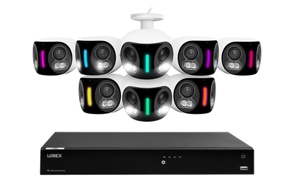 Lorex Fusion NVR with H20 (Halo Series) IP Dual Lens Cameras - 4K 16-Channel 4TB Wired System - White 8