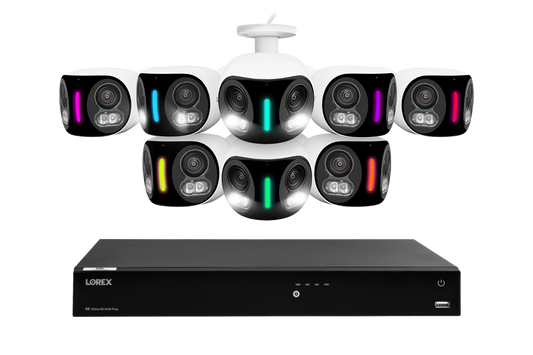 Lorex Fusion NVR with H20 (Halo Series) IP Dual Lens Cameras - 4K 16-Channel 4TB Wired System - White 8