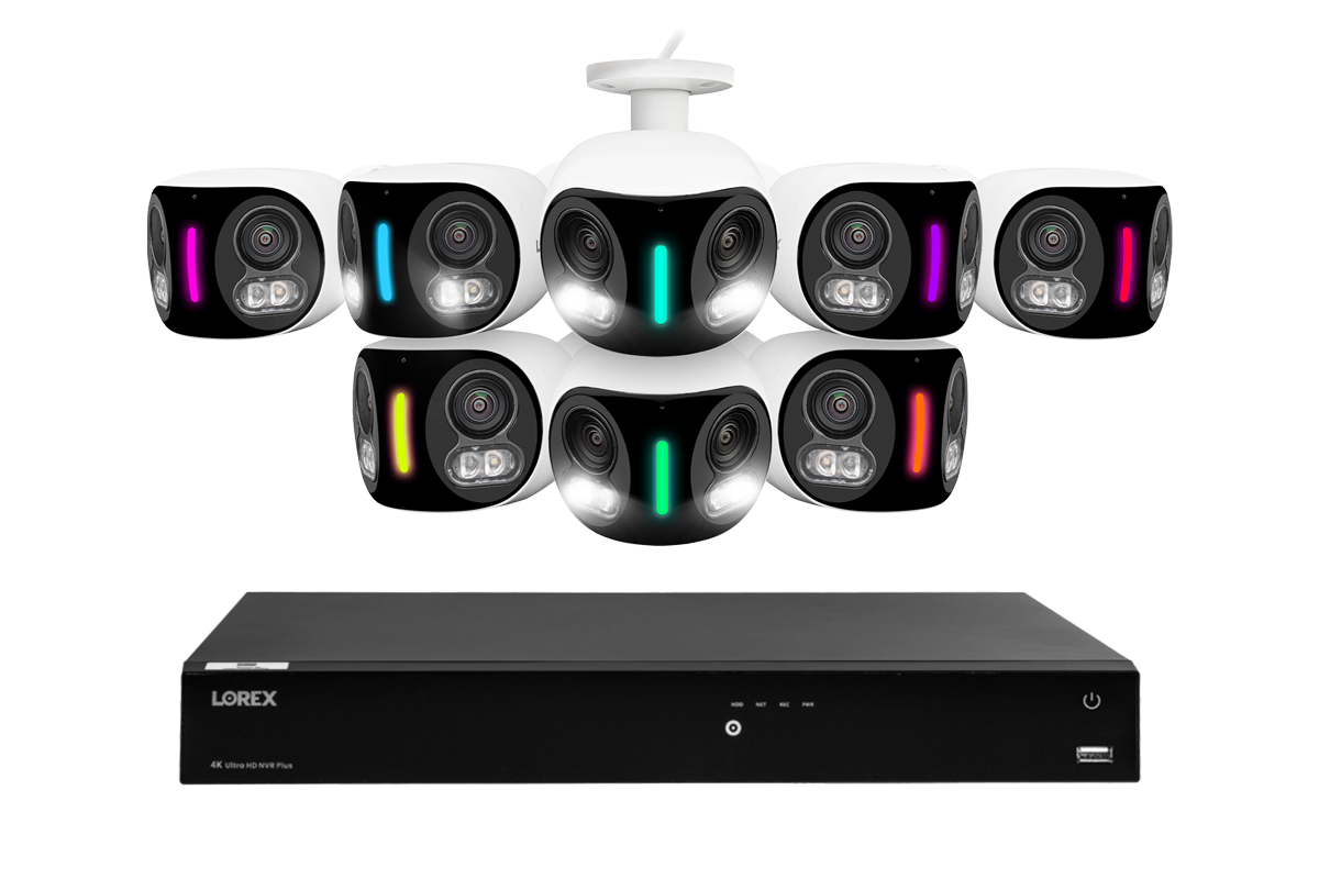 Lorex Fusion NVR with H20 (Halo Series) IP Dual Lens Cameras - 4K 16-Channel 4TB Wired System - White 8