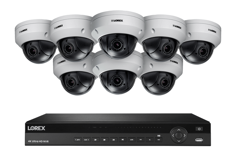 16-Channel NVR System with 8 Pan-Tilt-Zoom Outdoor Metal Cameras
