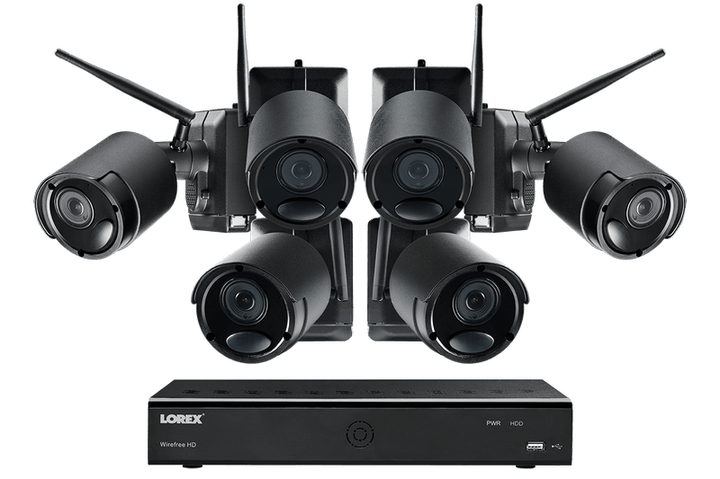 1080p Wire Free Camera System with Six Battery Powered Metal Cameras, 65ft Night Vision, Two-Way Audio, and a 1TB Hard Drive