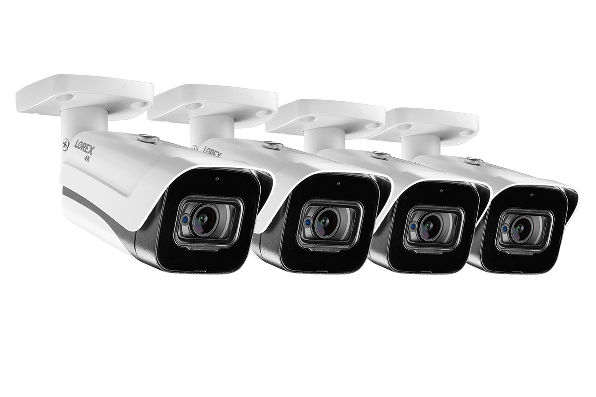 4K (8MP) Ultra HD Outdoor Metal Security Camera with Audio & Color Night Vision (4-pack)