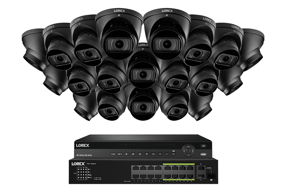 Lorex 4K (32 Camera Capable) Wired NVR System with Nocturnal 3 Smart IP Dome Cameras Featuring Motorized Varifocal Lens and 30FPS Recording