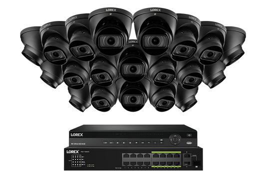 Lorex 4K (32 Camera Capable) Wired NVR System with Nocturnal 3 Smart IP Dome Cameras Featuring Motorized Varifocal Lens and 30FPS Recording