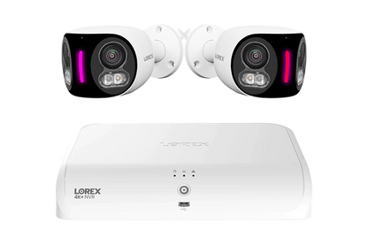 Lorex 4K Fusion Wired NVR System with Two 4K Dual Lens Smart Security Lighting Cameras