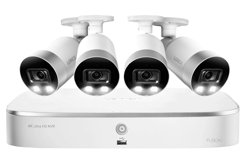 4K Ultra HD 8-Channel IP Security System with 4 Smart Deterrence 4K (8MP) Cameras, Smart Motion Detection and Smart Home Voice Control