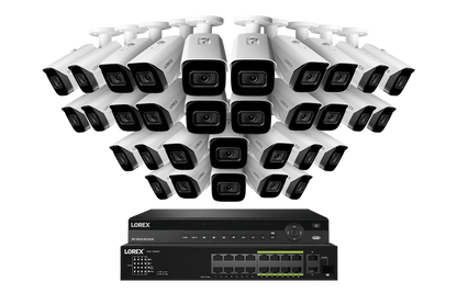Lorex 4K (32 Camera Capable) 8TB Wired NVR System with Nocturnal 3 Smart IP Bullet Cameras Featuring Listen-In Audio and 30FPS Recording