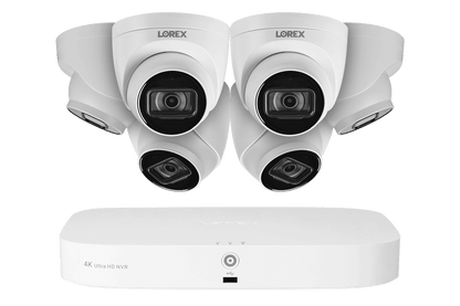 8-Channel Fusion NVR System with Six 4K (8MP) IP Dome Cameras with Listen-In Audio
