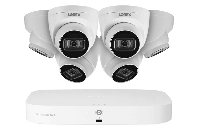 8-Channel Fusion NVR System with Six 4K (8MP) IP Dome Cameras with Listen-In Audio