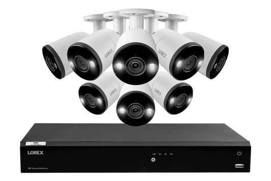 Lorex 4K (16 Camera Capable) 3TB Wired NVR System with 8 Smart Deterrence Bullet Cameras
