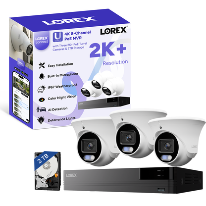 Lorex Connect (New App) | U-Series | 8Ch 4K NVR System | 3 Bullet Cameras