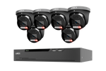 A 6-camera turret security camera system with a black NVR receiver, branded LOREX, shown on a plain white background.
