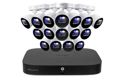 Lorex Classic Fusion 4K 20-Channel (16 Wired + 4 Wi-Fi) 1TB Wired DVR System with Active Deterrence Bullet Cameras