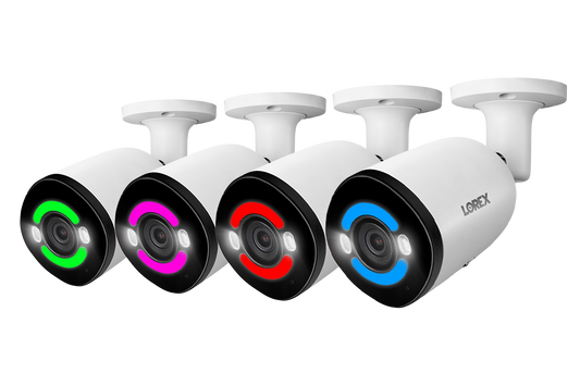 Lorex 4K+ 12MP IP Wired Bullet Security Camera with Smart Security Lighting (4-pack)