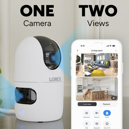 Lorex Connect 2K Dual-Lens Indoor Pan-Tilt Wi-Fi Camera