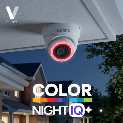 Lorex Connect V7 4K PoE Turret Camera with Color Night IQ+ - White/Black