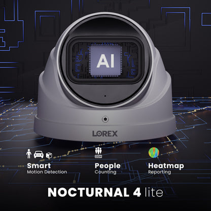 Nocturnal Series N4 Lite 4K IP Wired Turret Security Camera with Motorized Varifocal Lens, Real-Time 30FPS Recording