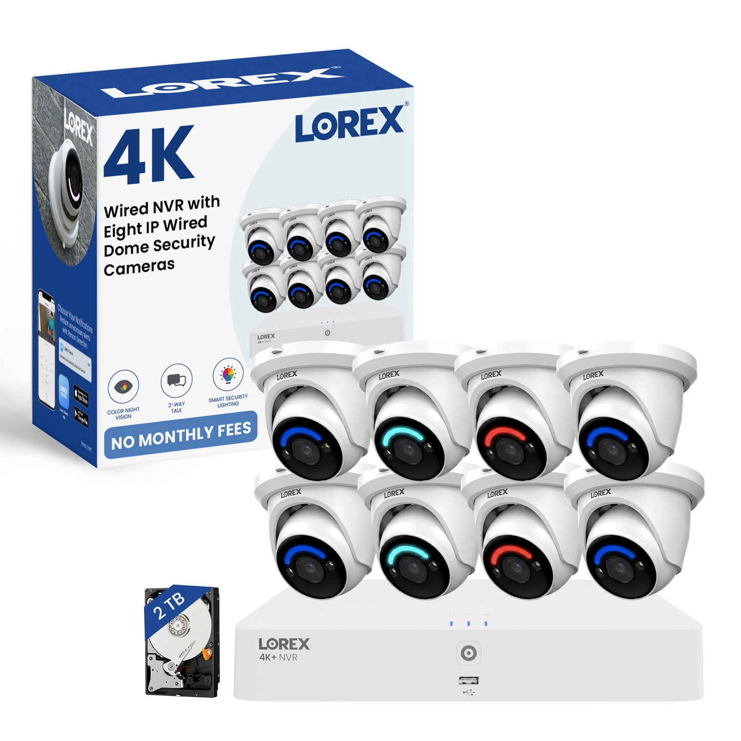 Lorex Classic App | 4K+ 2TB Wired NVR System | 8 4K IP PoE Cameras