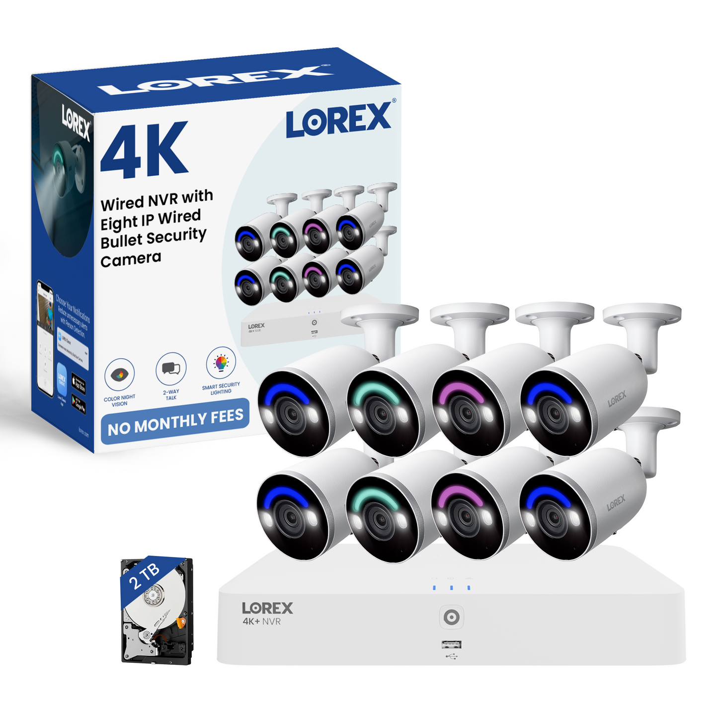 Lorex Classic App | 4K+ 2TB Wired NVR System | 8 4K IP PoE Cameras