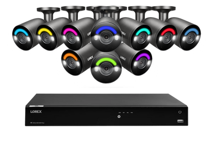 Lorex Fusion Series 4K 16 Camera Capable (Wired or Fusion Wi-Fi) 4TB Wired NVR System with H12 Wired 4K IP Bullet Cameras