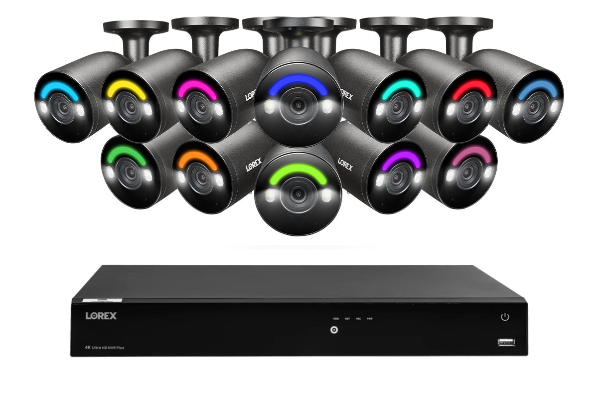 Lorex Fusion Series 4K 16 Camera Capable (Wired or Fusion Wi-Fi) 4TB Wired NVR System with H12 Wired 4K IP Bullet Cameras