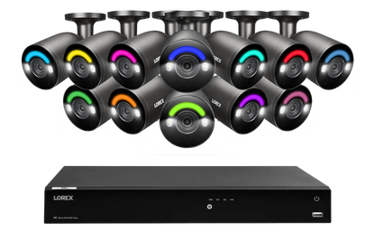 Lorex Fusion Series 4K 16 Camera Capable (Wired or Fusion Wi-Fi) 4TB Wired NVR System with H12 Wired 4K IP Bullet Cameras