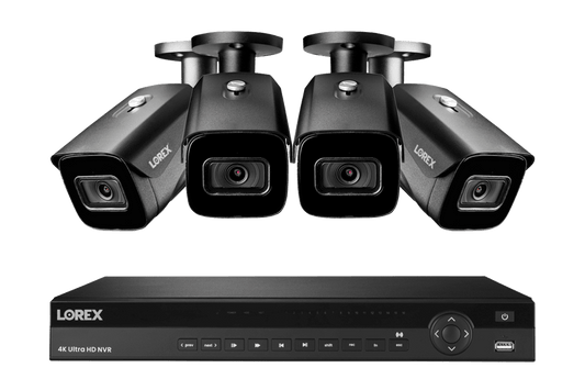 Lorex 4K (16 Camera Capable) 4TB Wired NVR System with Nocturnal 3 Smart IP Bullet Cameras with Listen-In Audio and 30FPS
