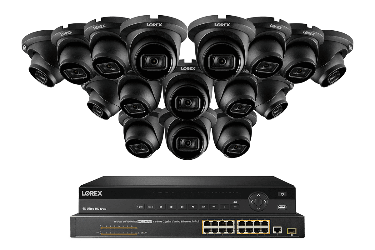 Lorex 4K (32 Camera Capable) Wired NVR System with Nocturnal 3 Smart IP Dome Cameras Featuring Listen-In Audio and 30FPS Recording