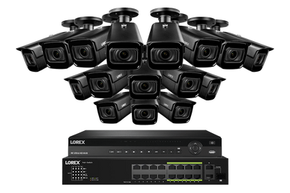 Lorex 4K (32 Camera Capable) Wired NVR System with Nocturnal 3 Smart IP Bullet Cameras Featuring Motorized Varifocal Lens and 30FPS Recording