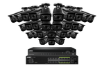Lorex 4K (32 Camera Capable) Wired NVR System with Nocturnal 3 28 Black Smart IP Bullet Cameras Featuring Motorized Varifocal Lens and 30FPS Recording