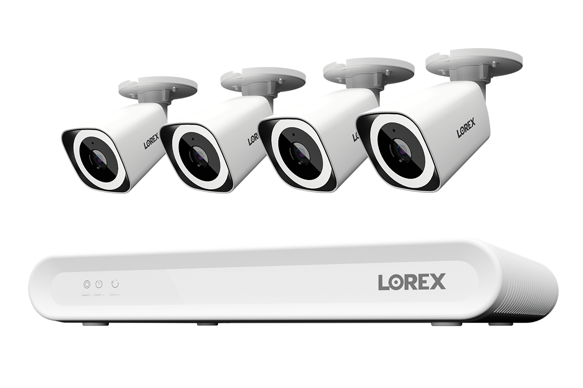 Lorex Connect 4K 8-Channel Wired NVR System with Four 4K IP Bullet Security Cameras - 1TB