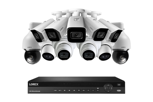 Lorex 4K 4TB Wired NVR System with Five Nocturnal 3 Bullet Cameras, Four Nocturnal 3 Turret Cameras and Two 4K Pan-Tilt-Zoom Cameras