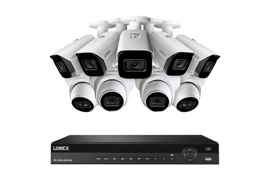 Lorex 4K 4TB Wired NVR System with Five Nocturnal 3 Bullet Cameras and Four Nocturnal 3 Turret Cameras