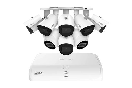 Lorex 4K Fusion 2TB Wired NVR System with Six 4K Bullet Security Cameras and Two 4K Turret Security Cameras