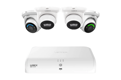 Lorex 4K Fusion 2TB Wired NVR System with Two 4K Smart Security Lighting Turret Cameras and Two 4K Turret Cameras