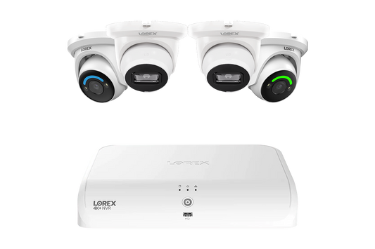 Lorex 4K Fusion 2TB Wired NVR System with Two 4K Smart Security Lighting Turret Cameras and Two 4K Turret Cameras