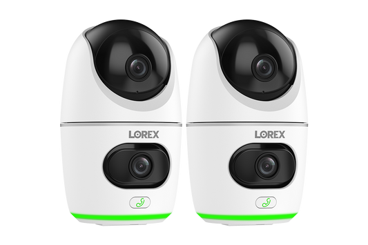 Lorex 2K Dual Lens Indoor Pan-Tilt Wi-Fi Security Camera (2-pack, 32GB)
