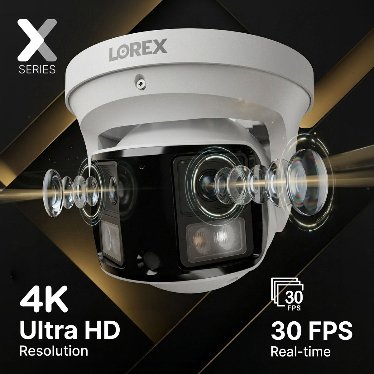 Lorex Connect X Series 4K 32-Channel Wired NVR System with X3 Dual-Lens Turret Camera - 8TB