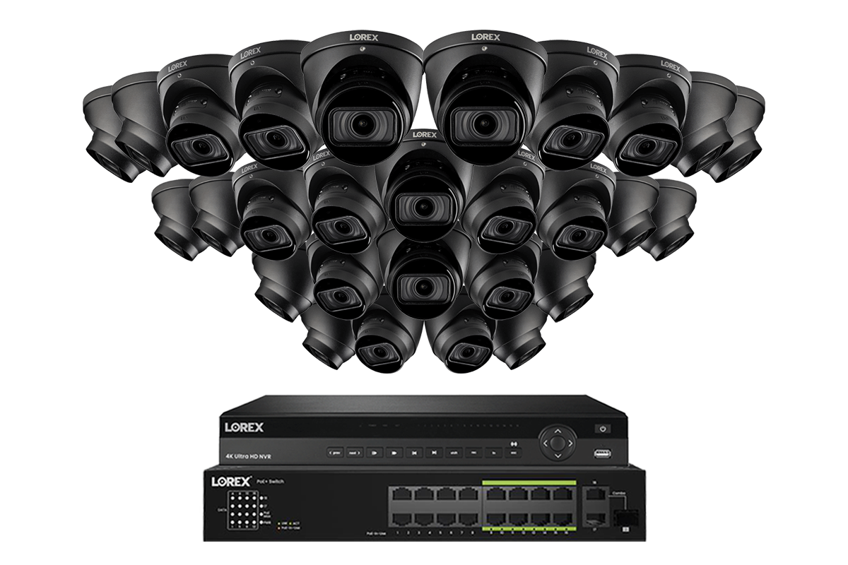 Lorex 4K (32 Camera Capable) Wired NVR System with Nocturnal 3 Smart IP Dome Cameras Featuring Motorized Varifocal Lens and 30FPS Recording