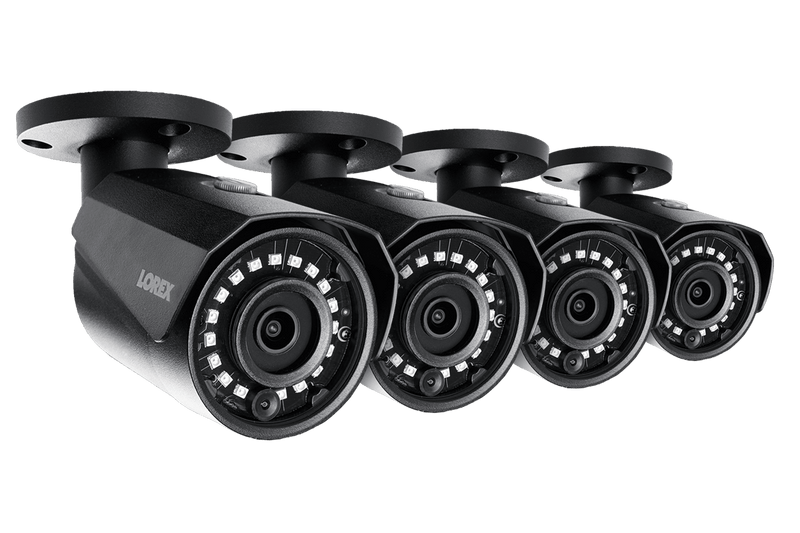 4MP Outdoor Metal Camera with 150FT Color Night Vision, HEVC, Black (4-pack)
