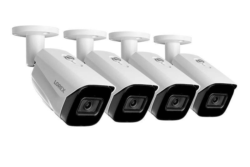 4K (8MP) Smart IP White Security Camera with Listen-in Audio and Real-Time 30FPS Recording (4-pack)