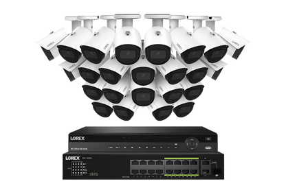Lorex NVR with A20 (Aurora Series) IP Bullet Cameras - 4K 32-Channel Wired System - White 24