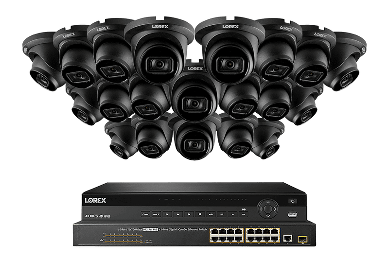 32-Channel Nocturnal NVR System with Twenty 4K (8MP) Smart IP Dome Security Cameras with Real-Time 30FPS Recording and Listen-in Audio