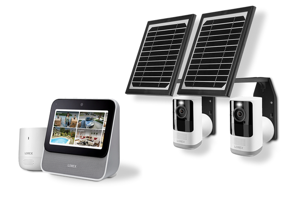 Lorex Smart Home Security Center with Two 2K Battery Operated-Cameras, Range Extender and Solar Panels