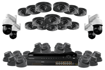 32 Channel NVR Security System with Fourteen 2K Audio, Fourteen 4K Zoom Lens Dome and Four 2K PTZ with 12&times; Optical Zoom