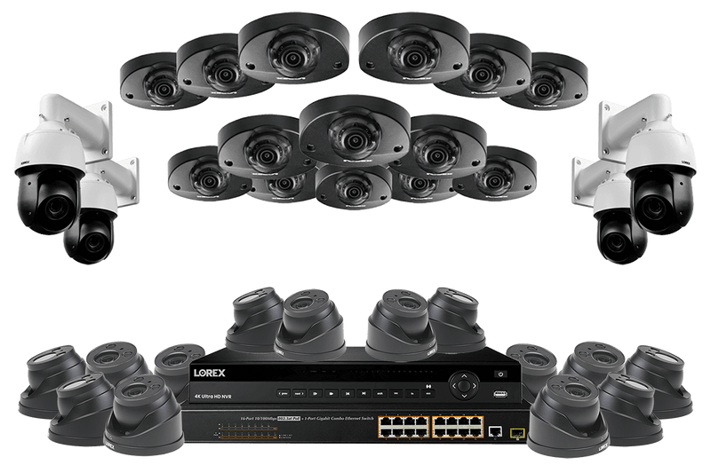 32 Channel NVR Security System with Fourteen 2K Audio, Fourteen 4K Zoom Lens Dome and Four 2K PTZ with 12&times; Optical Zoom
