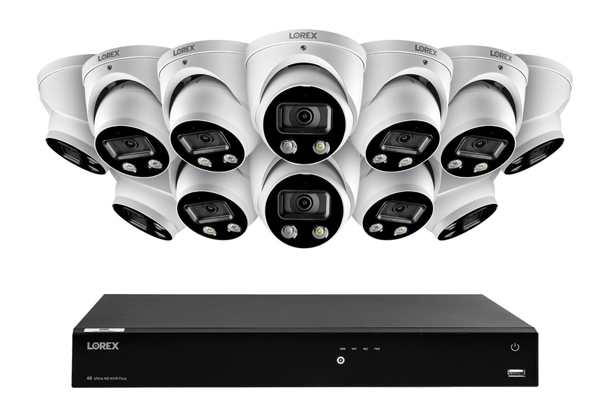 16-Channel 4K Ultra HD Fusion NVR IP System with 12 Smart Deterrence Dome Cameras
